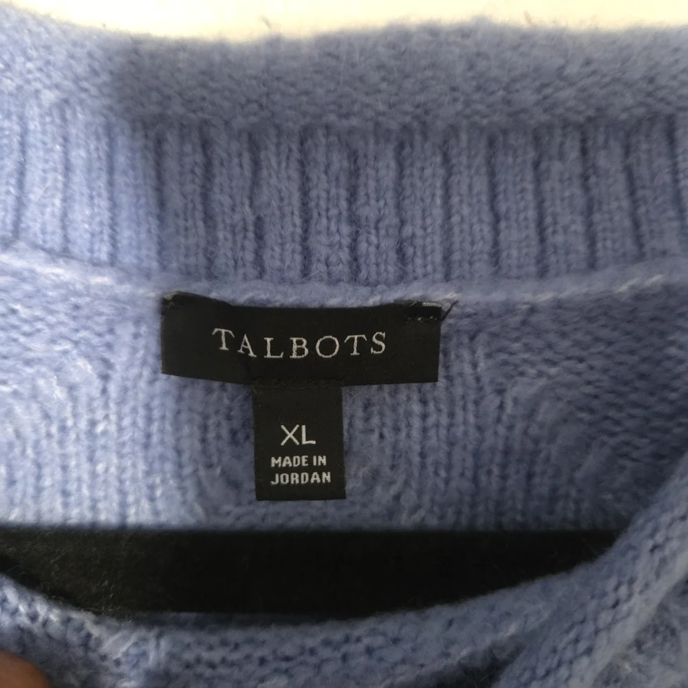 Talbots Women's Blue Cable Knit Soft Casual Classic Cozy Roll Neck Sweater XL